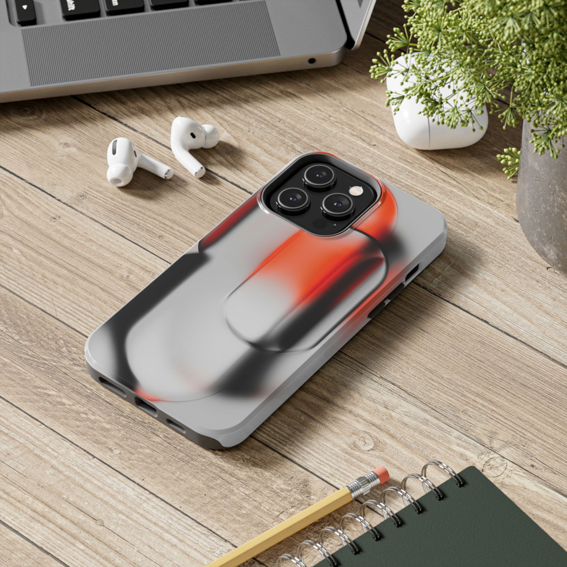 Sleek Abstract Red & Black Tough iPhone Case - CaseBud