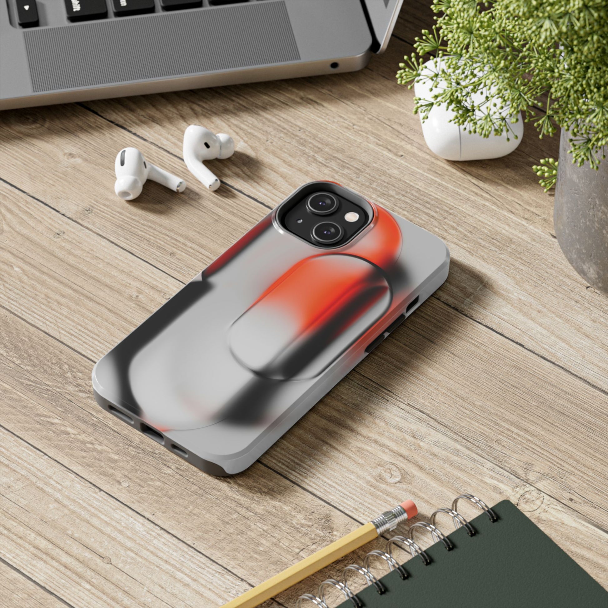 Sleek Abstract Red & Black Tough iPhone Case - CaseBud