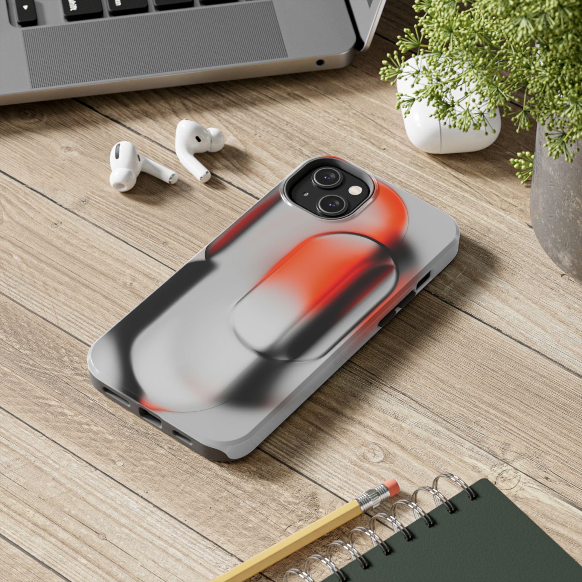 Sleek Abstract Red & Black Tough iPhone Case - CaseBud