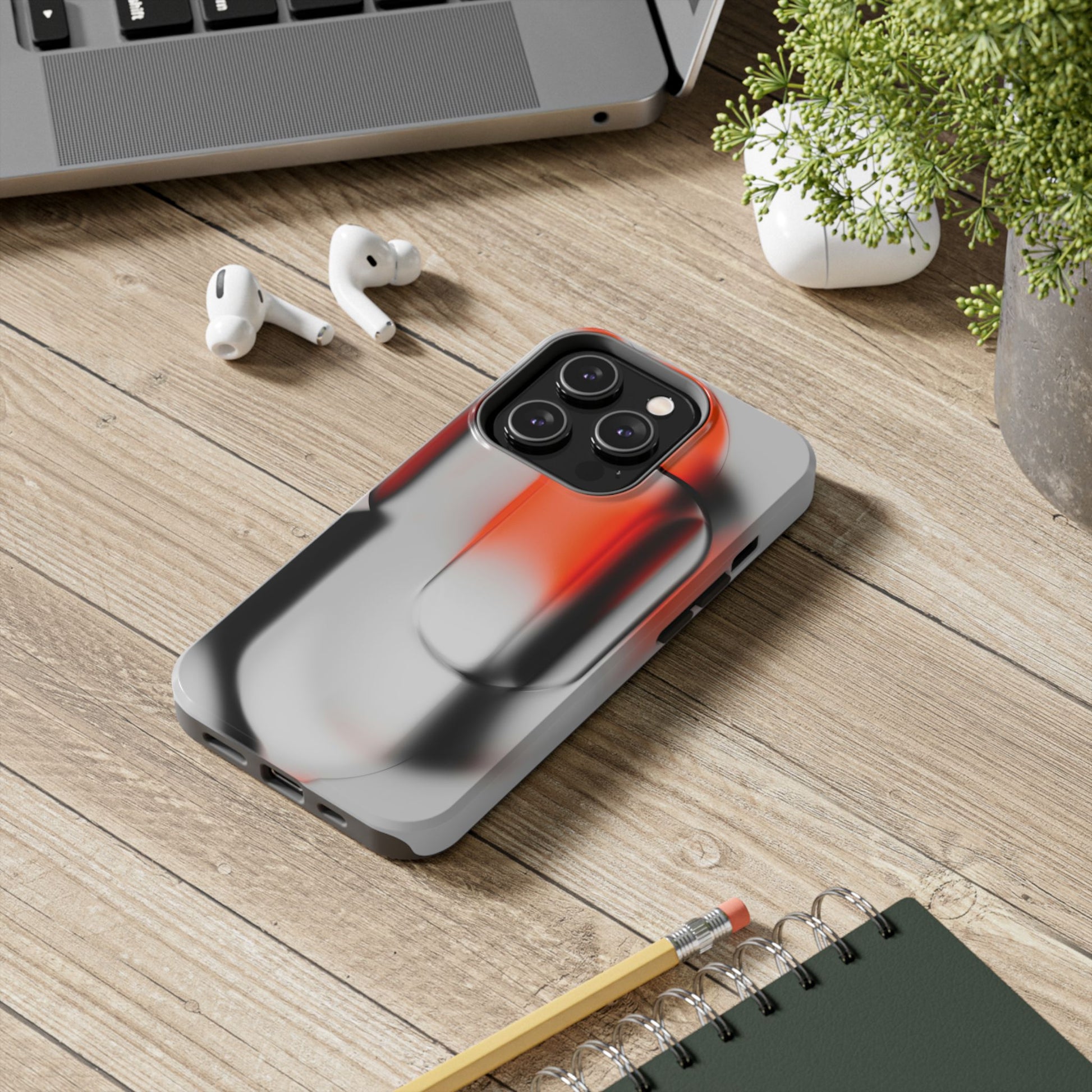 Sleek Abstract Red & Black Tough iPhone Case - CaseBud